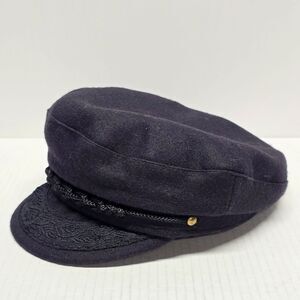 Wool Greek Fisherman’s Cap in Black Vintage Skipper Hat